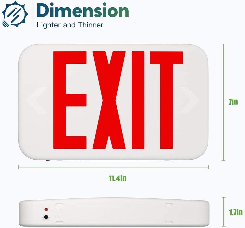 Double-Sided LED Exit Sign Set with Battery Backup and Easy Installation Options