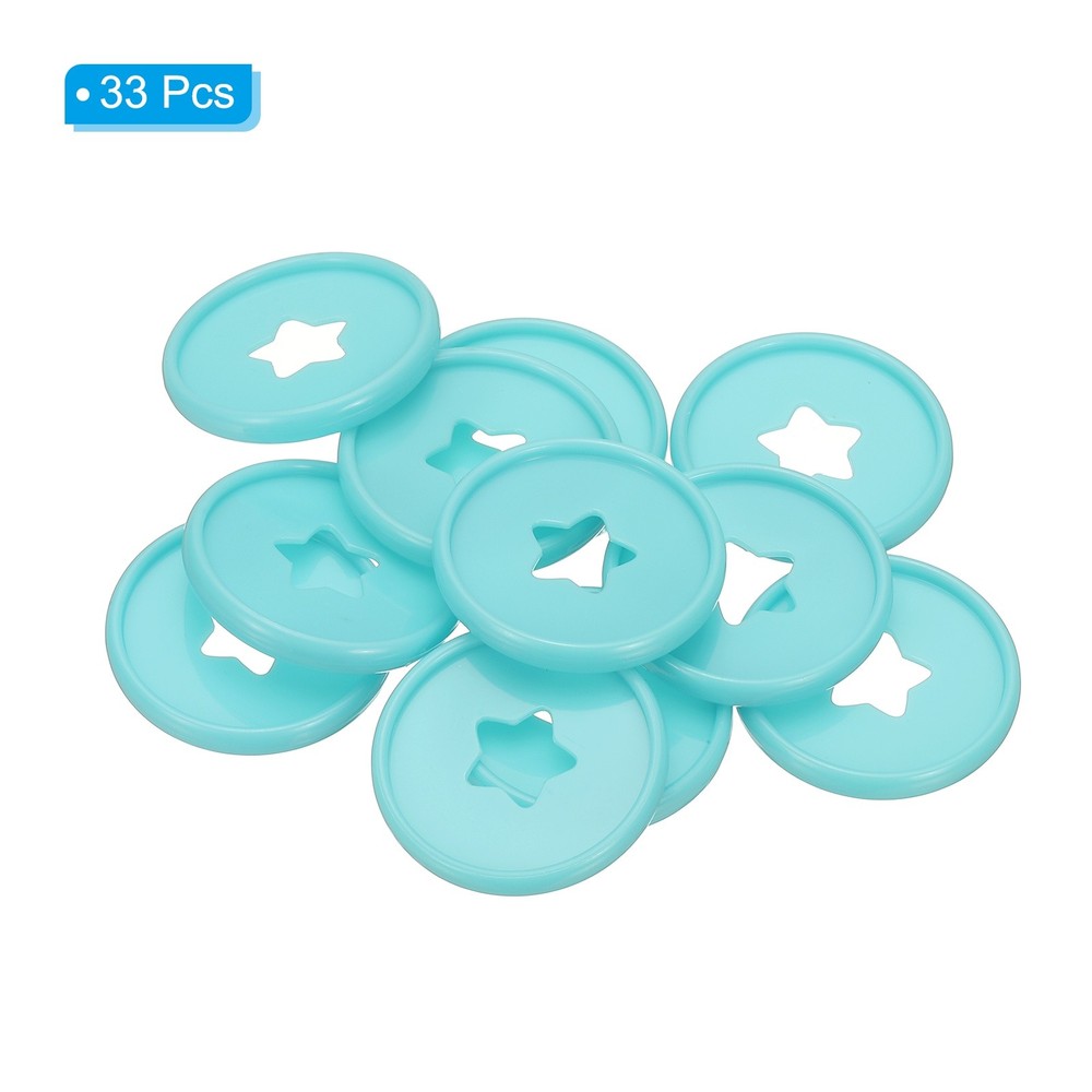 35mm Plastic Book Binding Discs, 33 Pack Expansion Discs Star, Light Blue