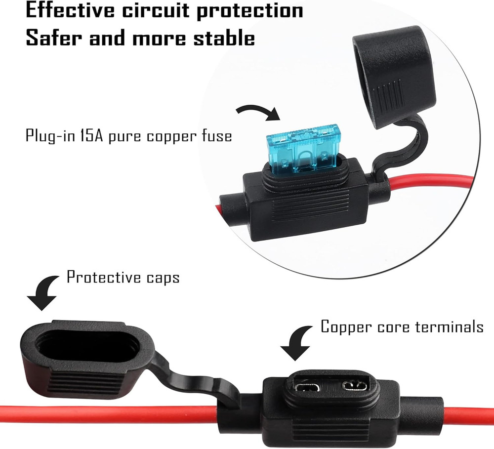 12V Cigarette Lighter Socket Replacement with 3Ft Extension Cord & Battery Allig