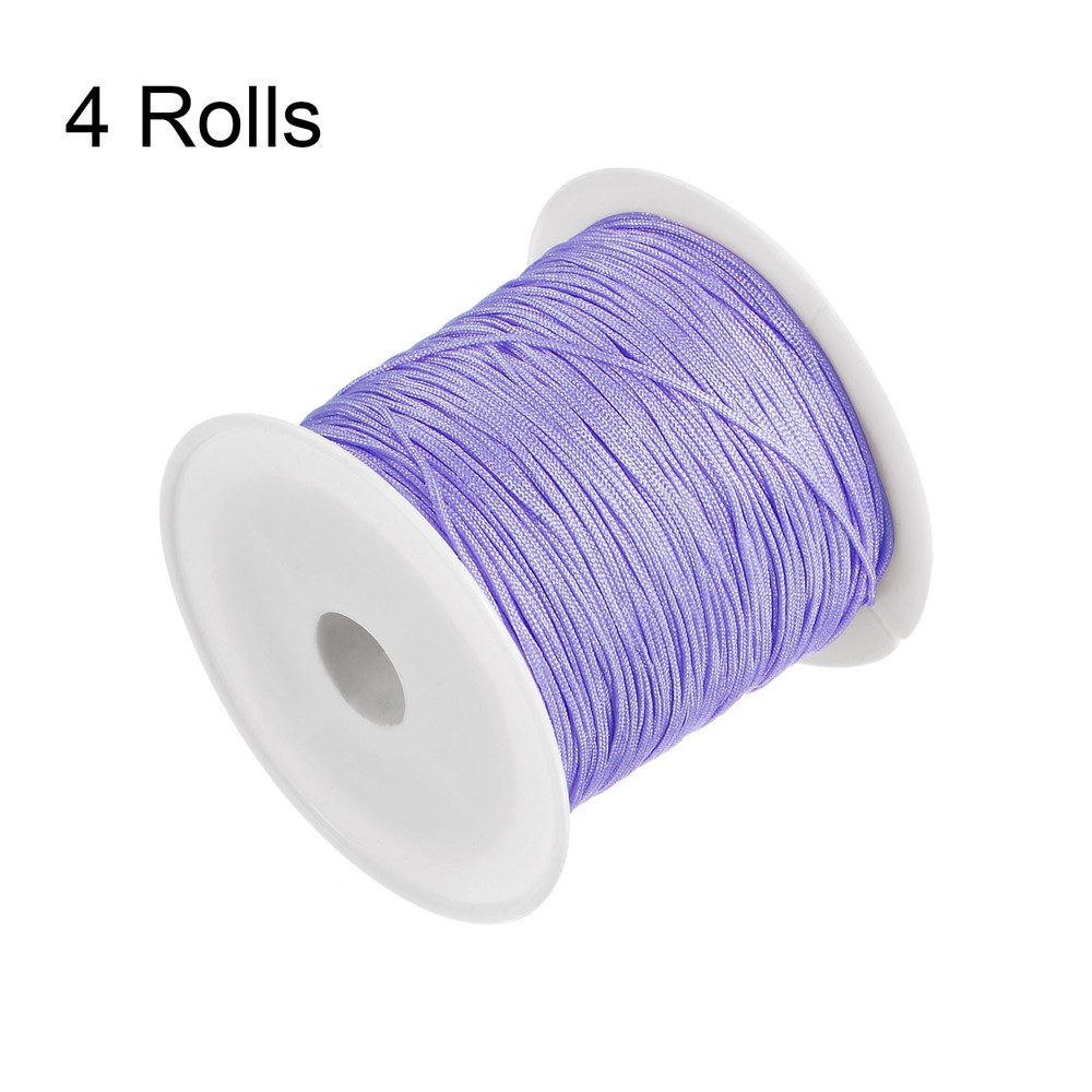 4 Rolls Nylon String Cord 45 Yards 0.4mm Beading Satin String, Light Purple