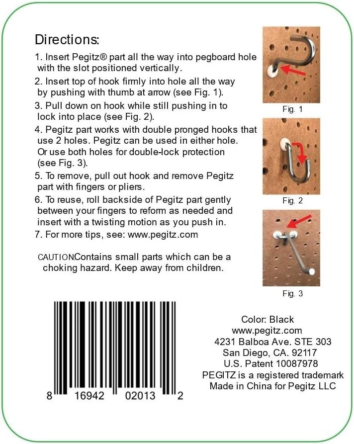 Innovative Pegboard Peg Locks (50PCS) – 1/4 Inch Black for Enhanced Organization
