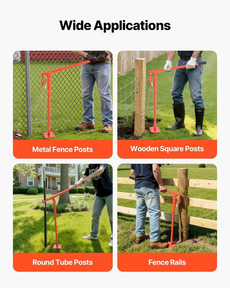 36in T-Post Puller Heavy-Duty Steel 660lb Lever-Saving Pulling Tool