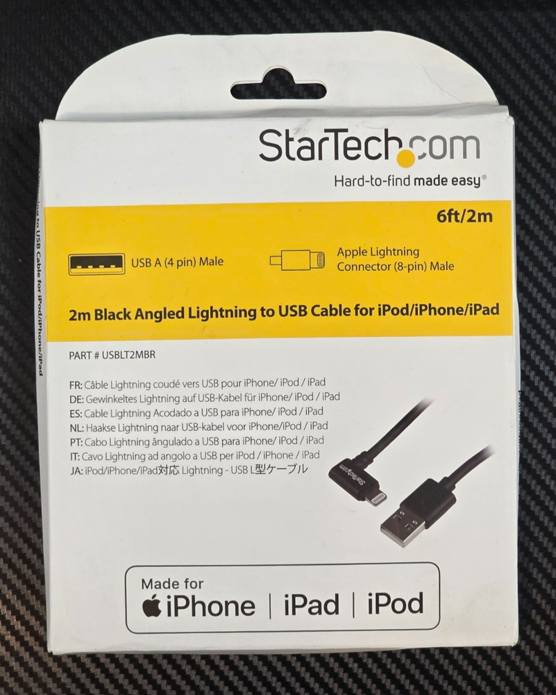 StarTech.com 6ft Black Angled Lightning To USB Cable For iPod/iPhone/iPod *Read