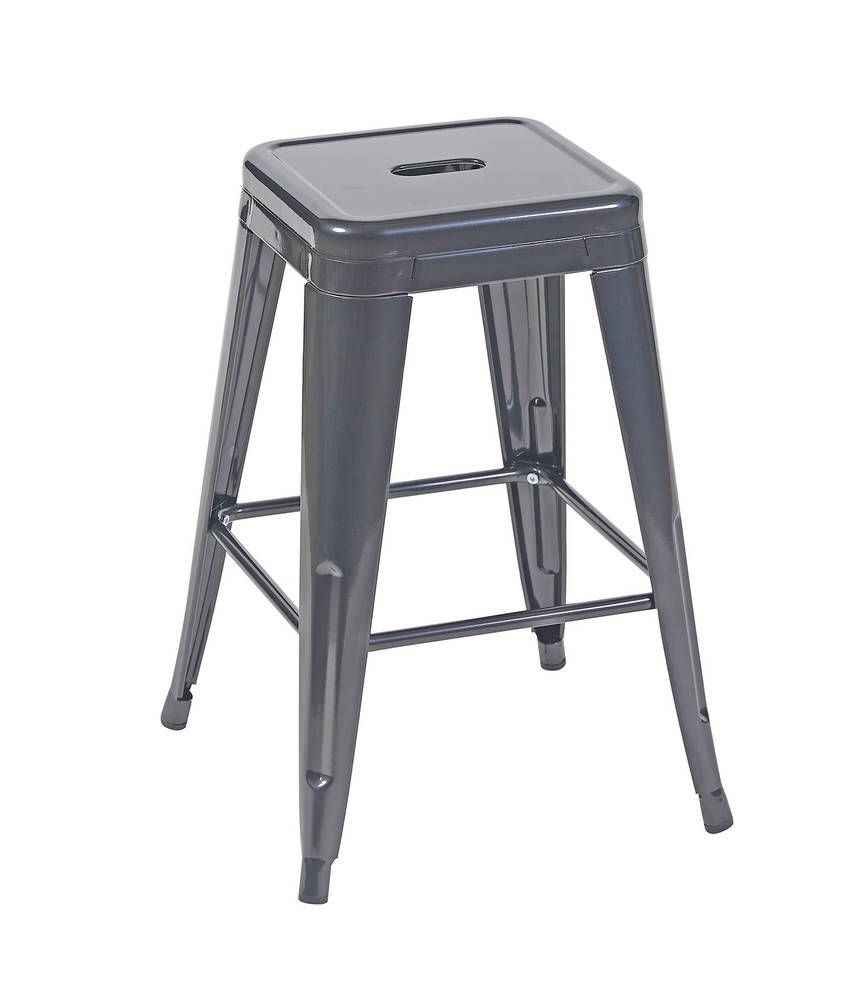 24 Inch Counter Height Stool, Backless Metal Bar Stools Set of 2, Non-Stackabl