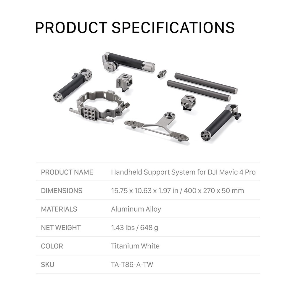 Tilta Handheld Support System for DJI Mavic 4 Pro Drone, Titanium White