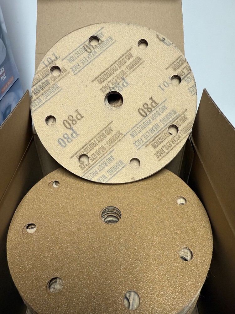PERFORMANCE PLUS PG  9 HOLE 6" DISC, 320 GRIT, 100 DISCS PER BOX, NEW