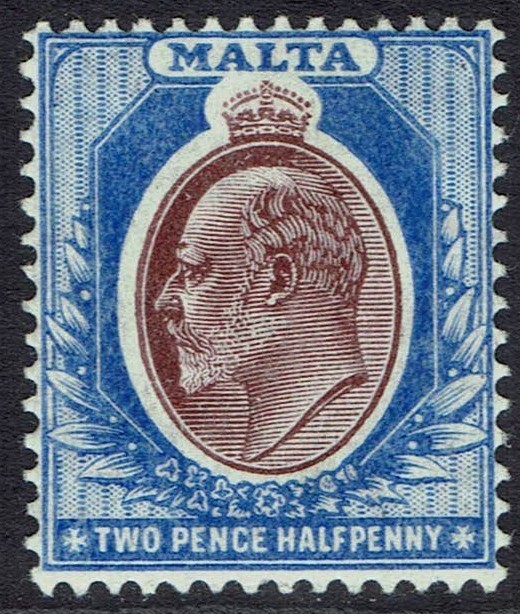 MALTA 1904 KEVII 2½D WMK MULTI CROWN CA