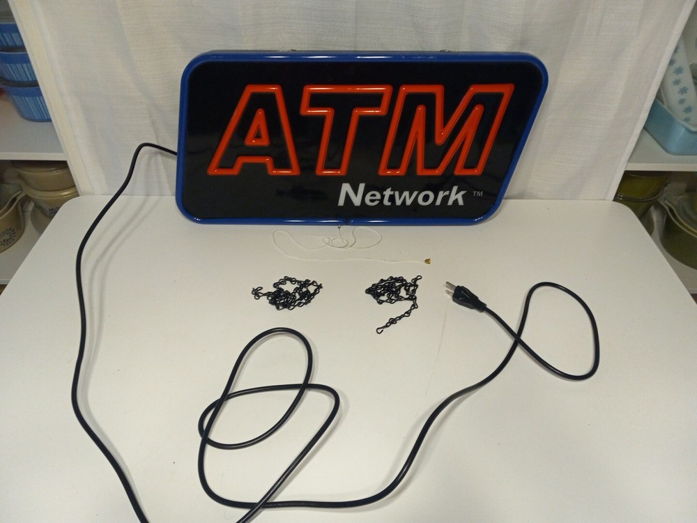 ATM Network Lighted Hanging Sign Pull Chain Store Sign Business