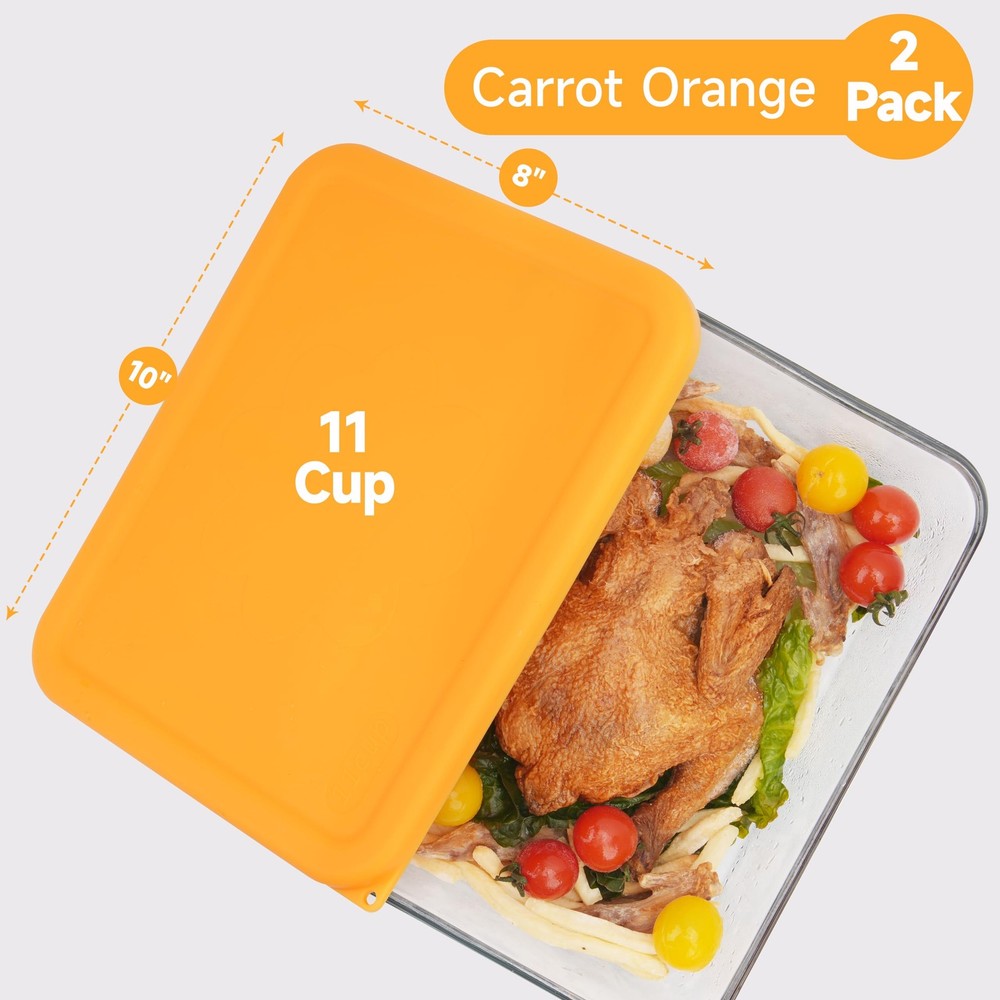 11 Cup Rectangle Silicone Storage Cover Lids Replacement for Pyrex 7212-PC Gl...