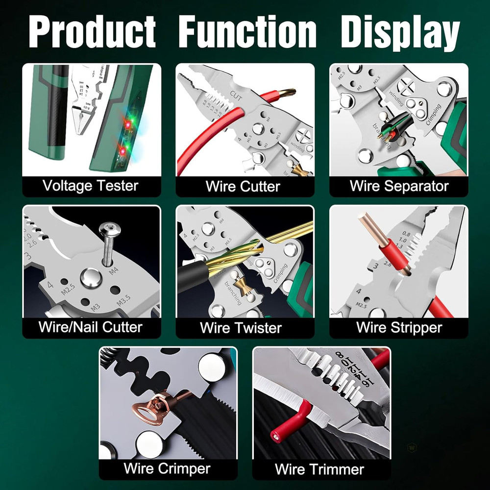 Multi-Function Foldable Wire Stripper with Voltage Tester Professional Foldable
