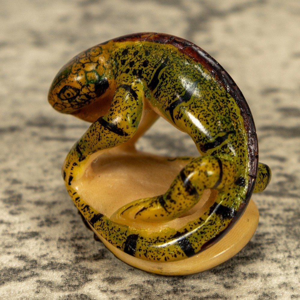 Green Iguana Lizard Tagua Nut Carving