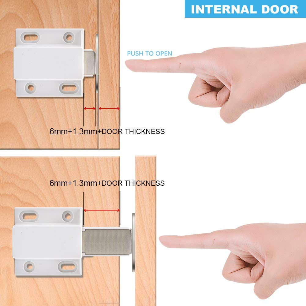 10 Pack Magnetic Push Latch Catch to Open Pressure Touch White