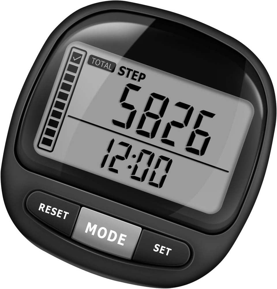 3D Pedometer Step Counter for Walking and Miles, Simple Step Tracker with Large