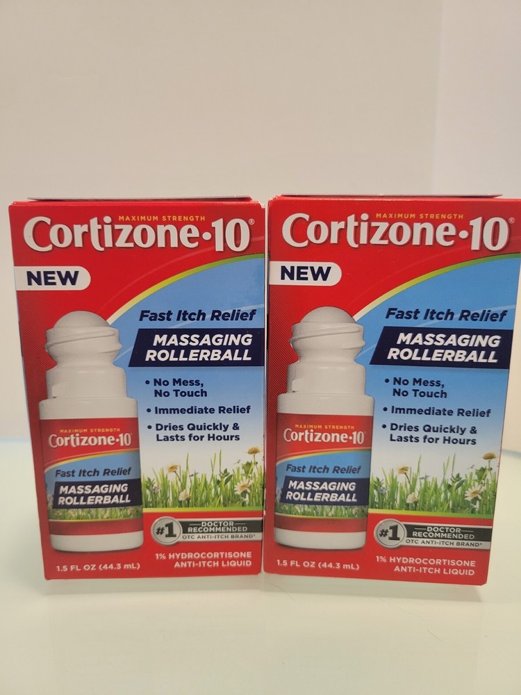 Cortizone 10 Maximum Fast Itch Massaging Rollerball Liquid 1.5oz EA (2pk bundle)