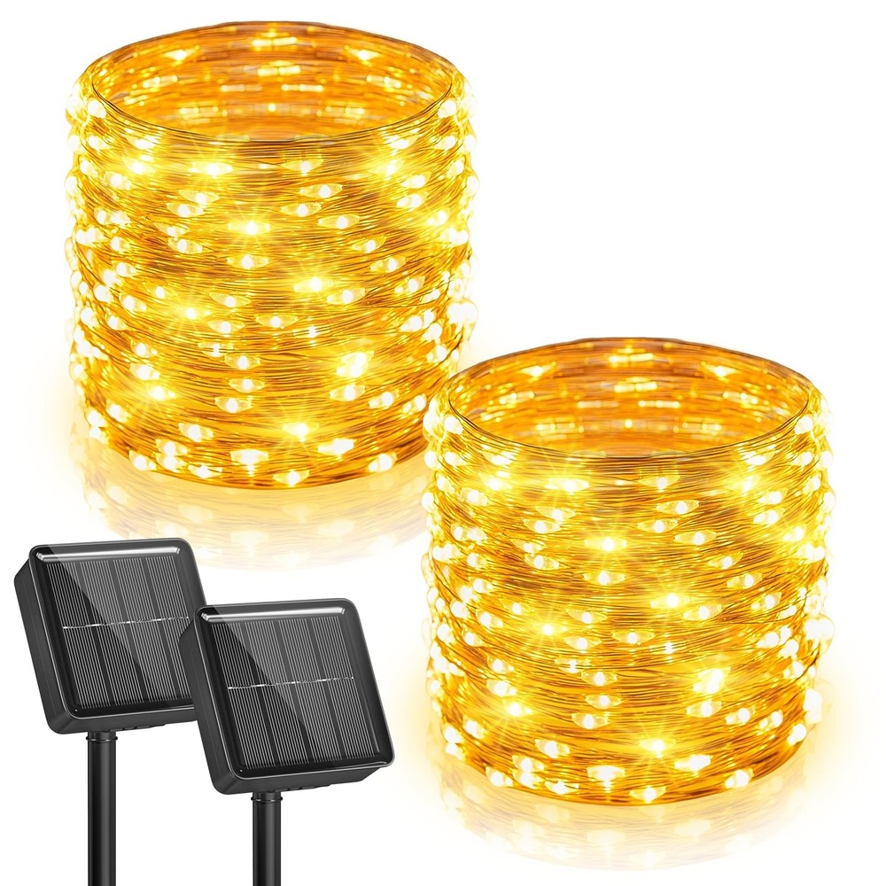 Minetom 66Ft 200 LED Solar String Lights 2 Pack