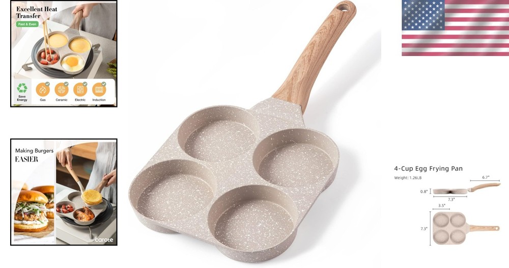Eco-friendly Granite Non-Stick 4-Cup Egg Pan