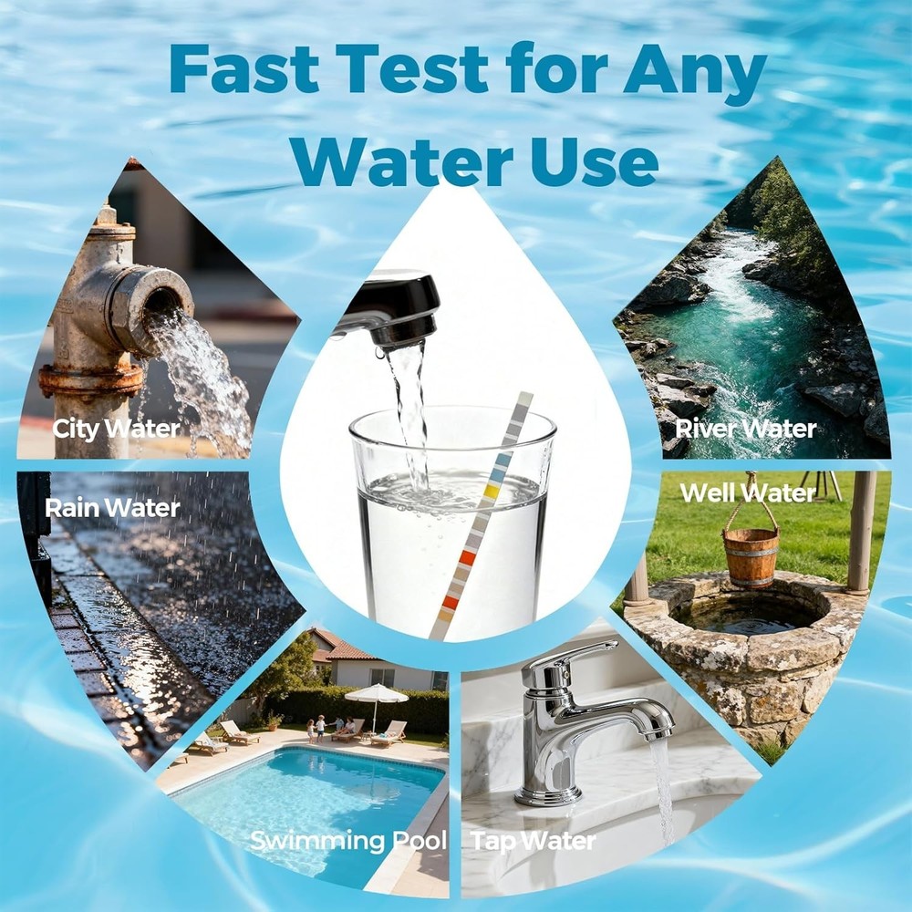 Drinking Water Strips 125ct 16 in 1 – 30s Quick Screening for Hardness, pH, ...