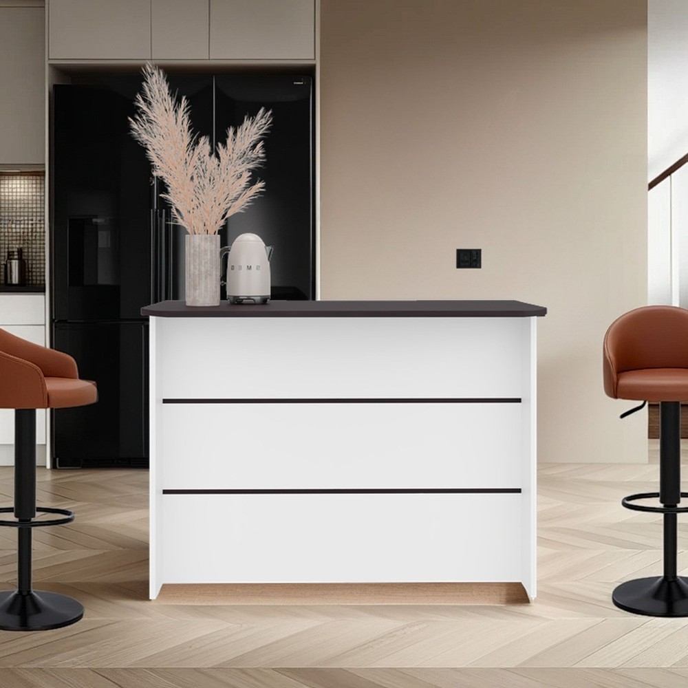 Wenge and White Kitchen Island with Ample Storage Space