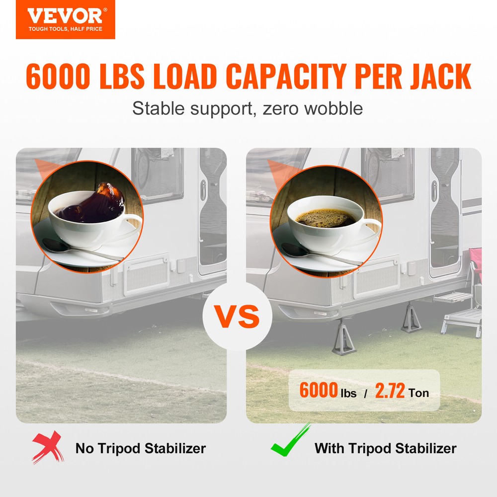 VEVOR RV Stack Jacks Trailer Stabilizer Travel Camper Leveling Jack 4 Pack