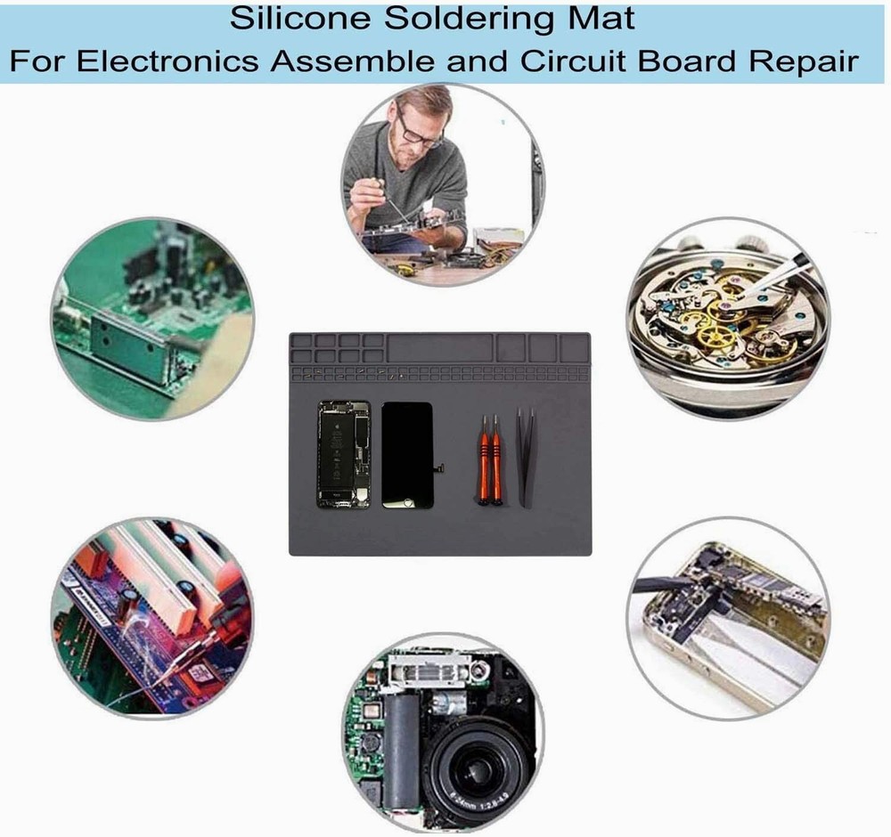 Anti-Static Mat Work Mat Repair Work Mat and 3 Auxiliary Tools Anti-Static Wrist
