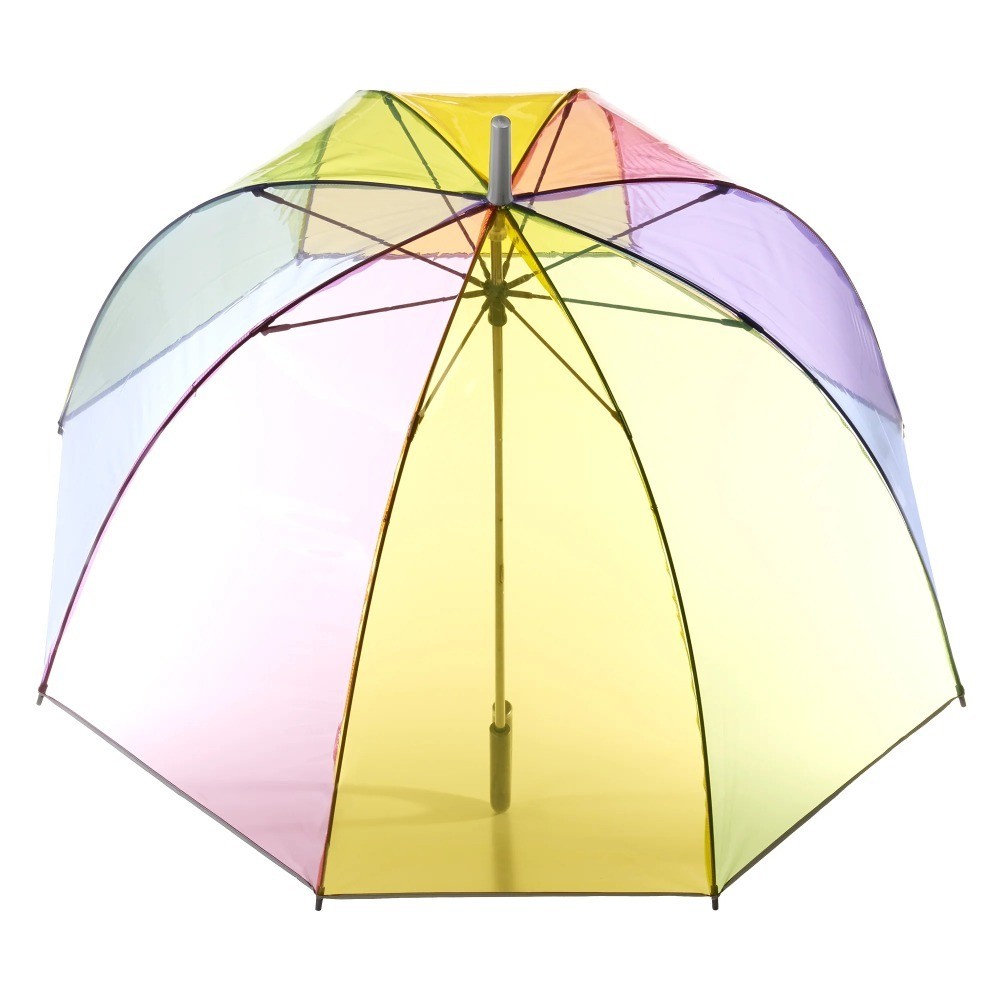 Transparent Rain Umbrella with Bubble Handle and Rainbow Design