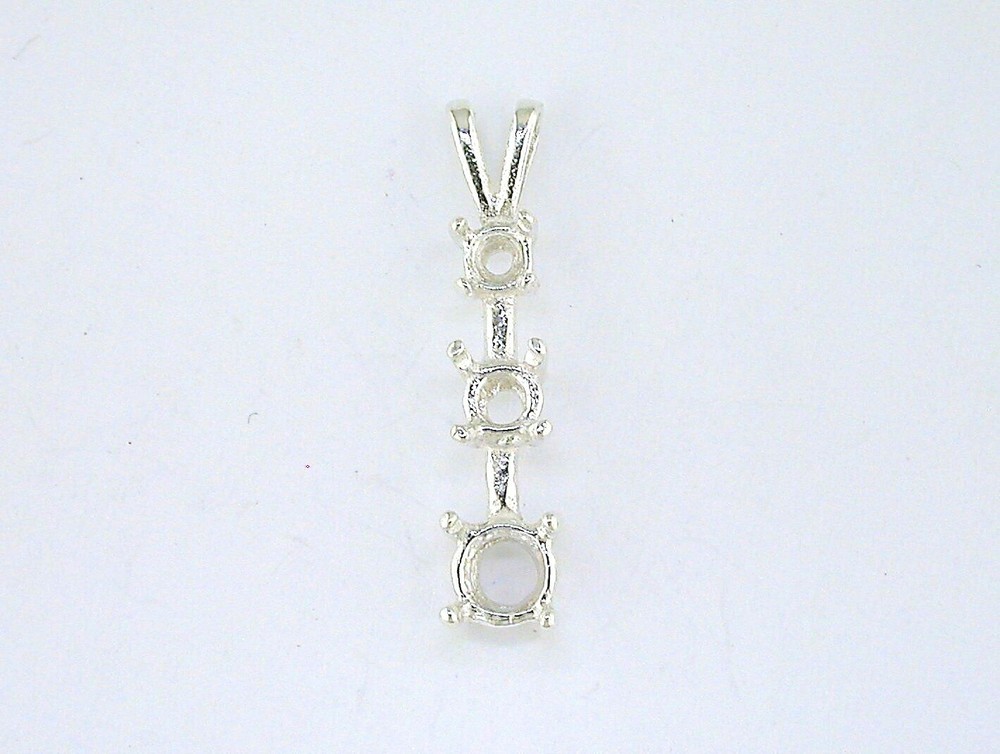 Round 3 Stone Past Present Future Journey Pendant Setting Sterling Silver