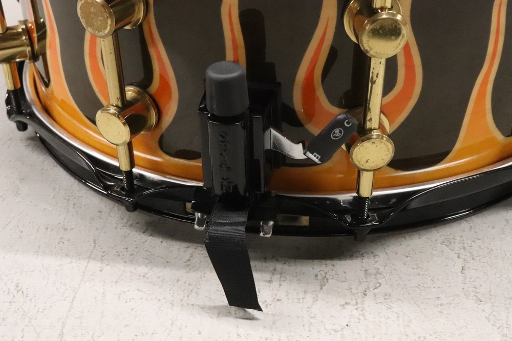 Spaun 6.5x14" Maple Snare Drum Yellow / Orange Flames