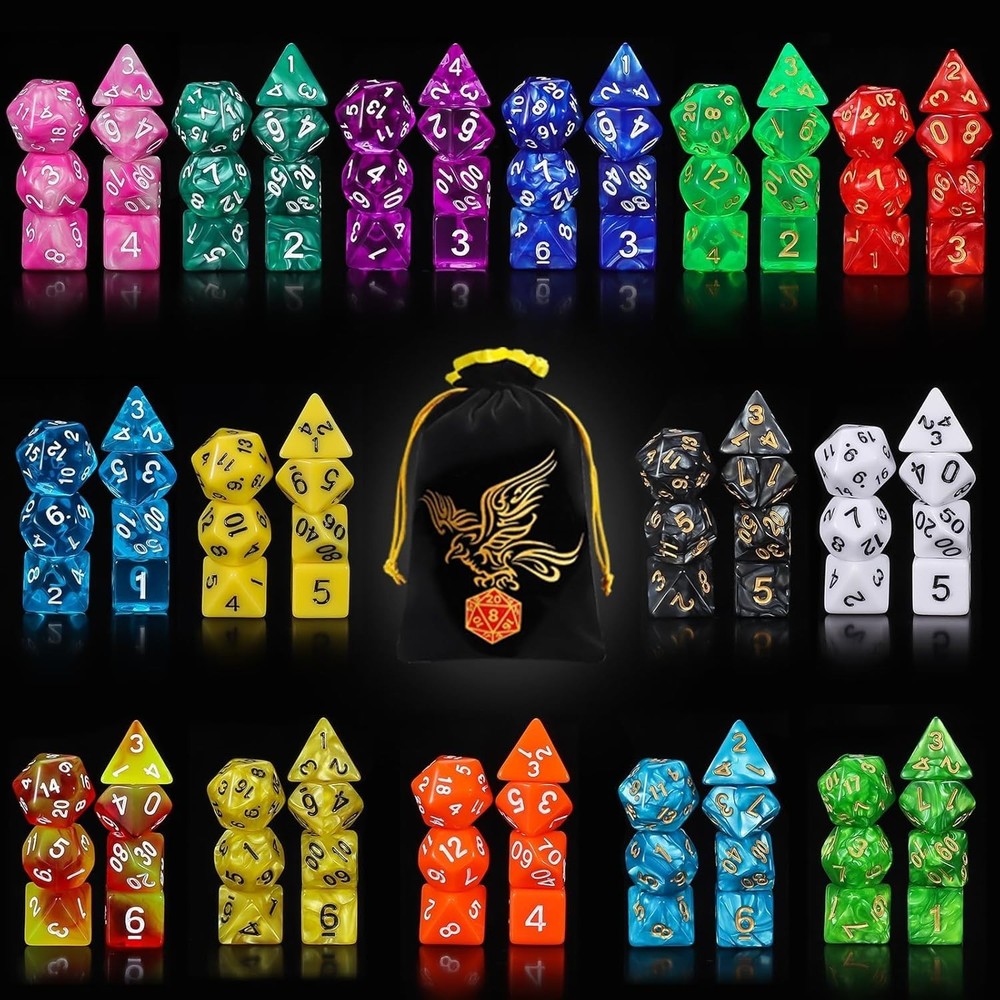 Colorful Polyhedral Dice Set for D&D RPG Games