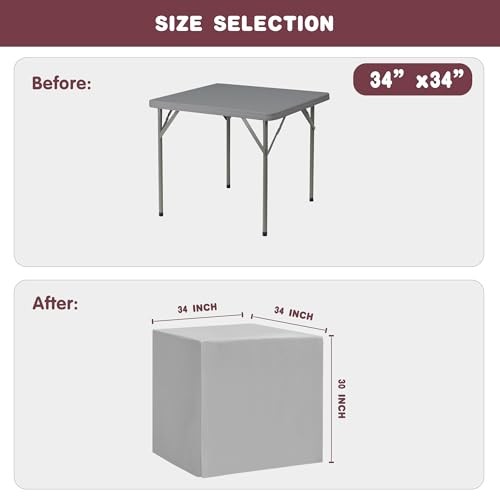 2 Pack Square Fitted Table Covers - 34 x 34 34 Square| 2 Pack Versatile Black