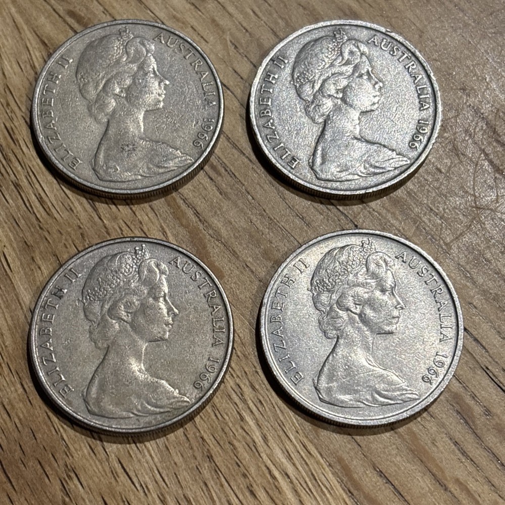 1966 20 Cent Coins X 4 Wave gap Australian Elizabeth II
