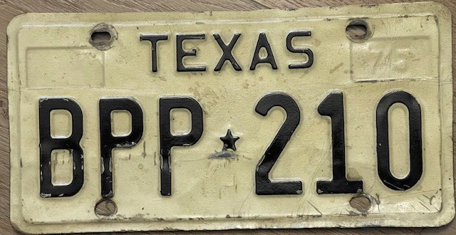 1975 Texas License Plate