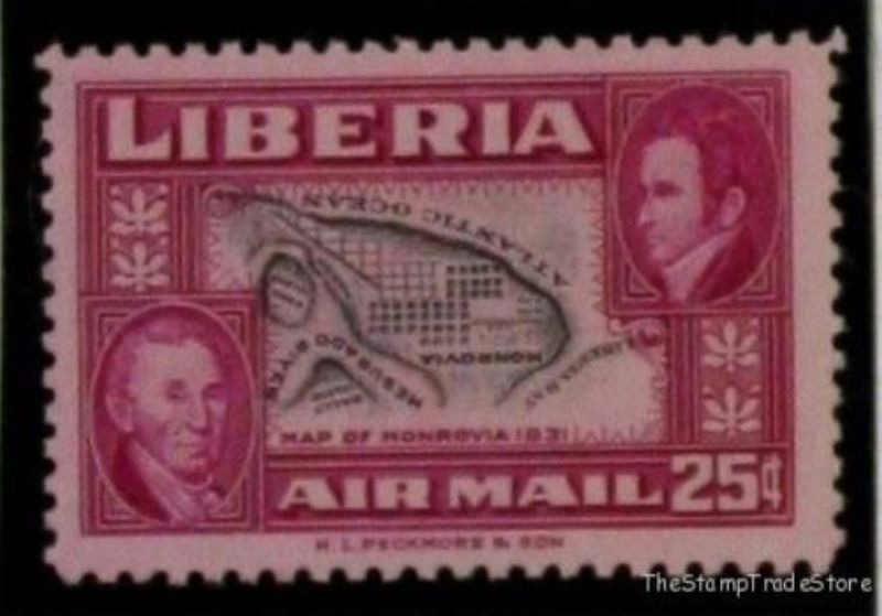 Vintage Rare Error Stamp Inverted Centre Liberia Map SC68V MNH Ap1