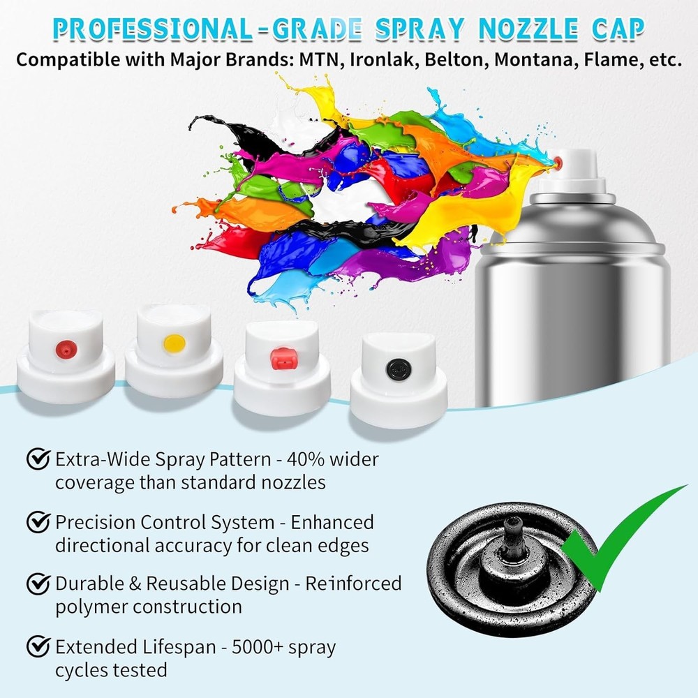 Ergonomic Spray Nozzle and Cap Kit - 10 Assorted Tips for Flawless Coverage