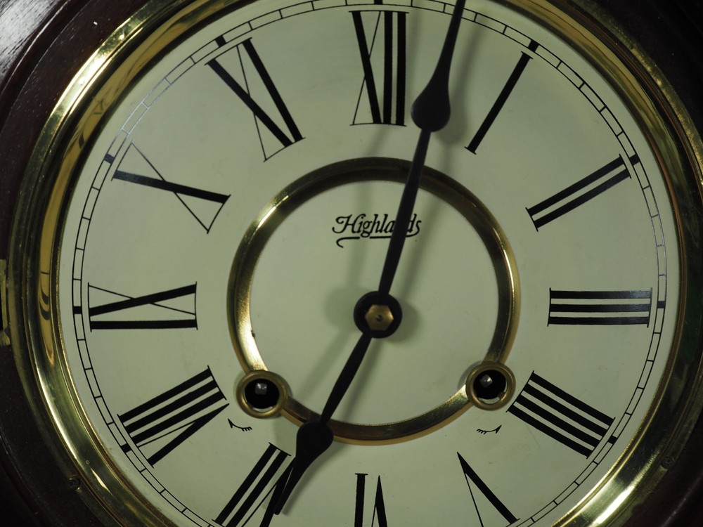 Vintage Highlands Mechanical Regulator Wall Clock With Pendulum