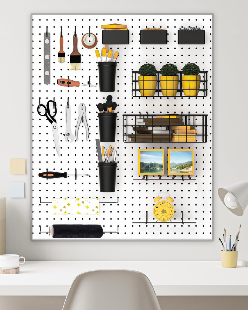 30PCS Peg Board Organizer Accessories Kit, Pegboard Hooks Assortment with Bins,