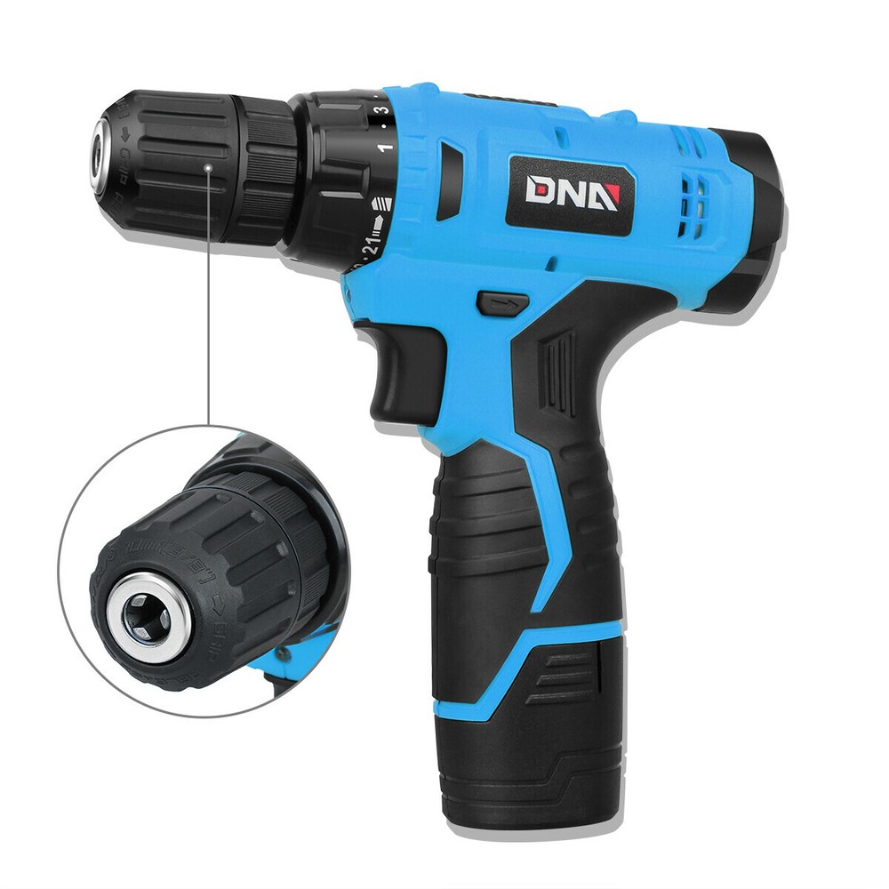 Blue Portable Household Toolbox Cordless Drill+Bits 27-Piece Hand Tool Package