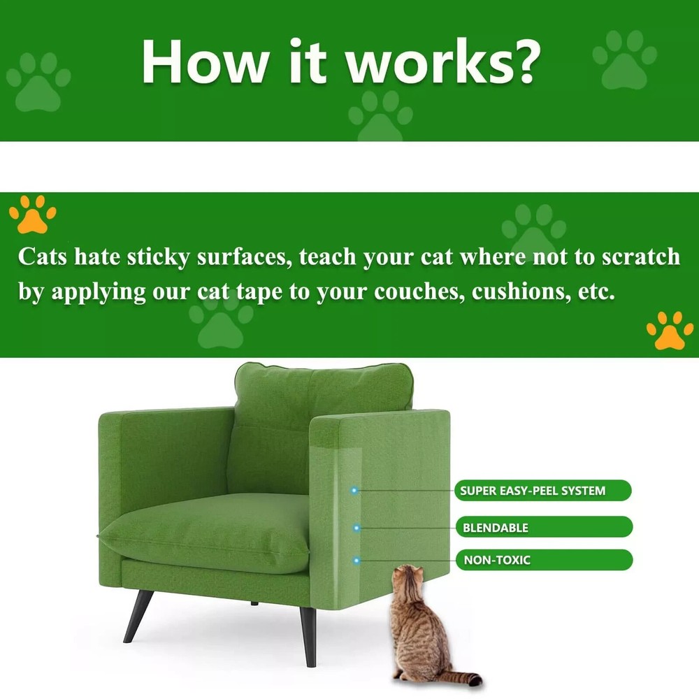 Jxselect Anti Scratch Cat Training Tape 2.5" x 16 Yards