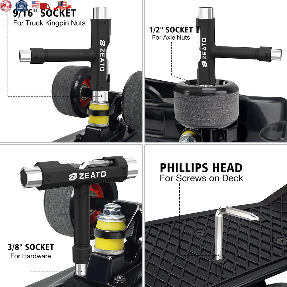 All-In-One Skate Tools Multi-Function Portable Skateboard T Tool Accessory with