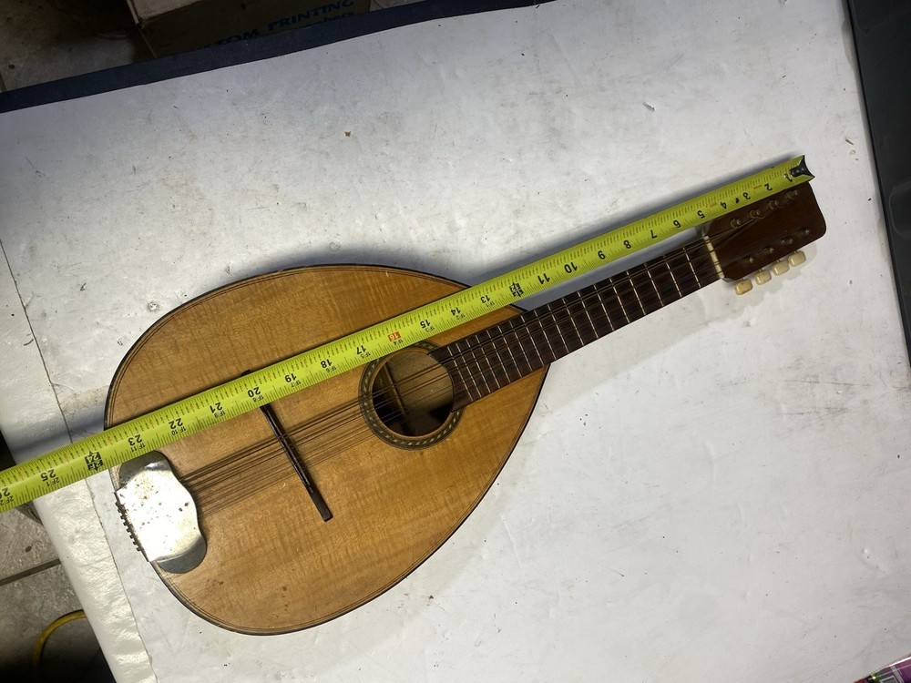 Vintage Mandolin Unbranded Unknown Missing String As Is No Crack Solid