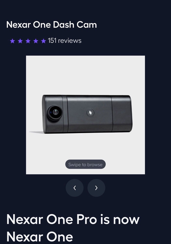 Nexar One Dash Cam – Front & Interior Camera - New - 64Gb