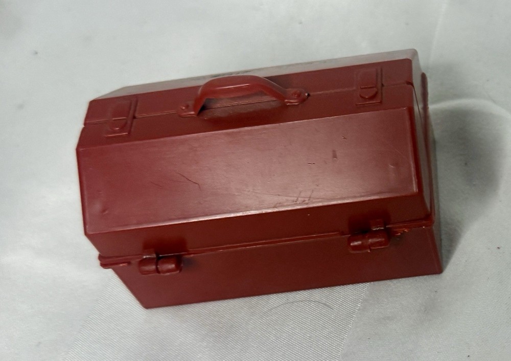 Vintage Novelty Mini Red Plastic Tool Chest 6 Interchangeable Drivers Toolbox