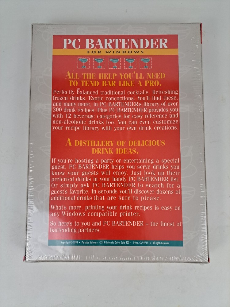 VTG 1993 PC Bartender for Windows by Parkside Software Hobbies Leisure New