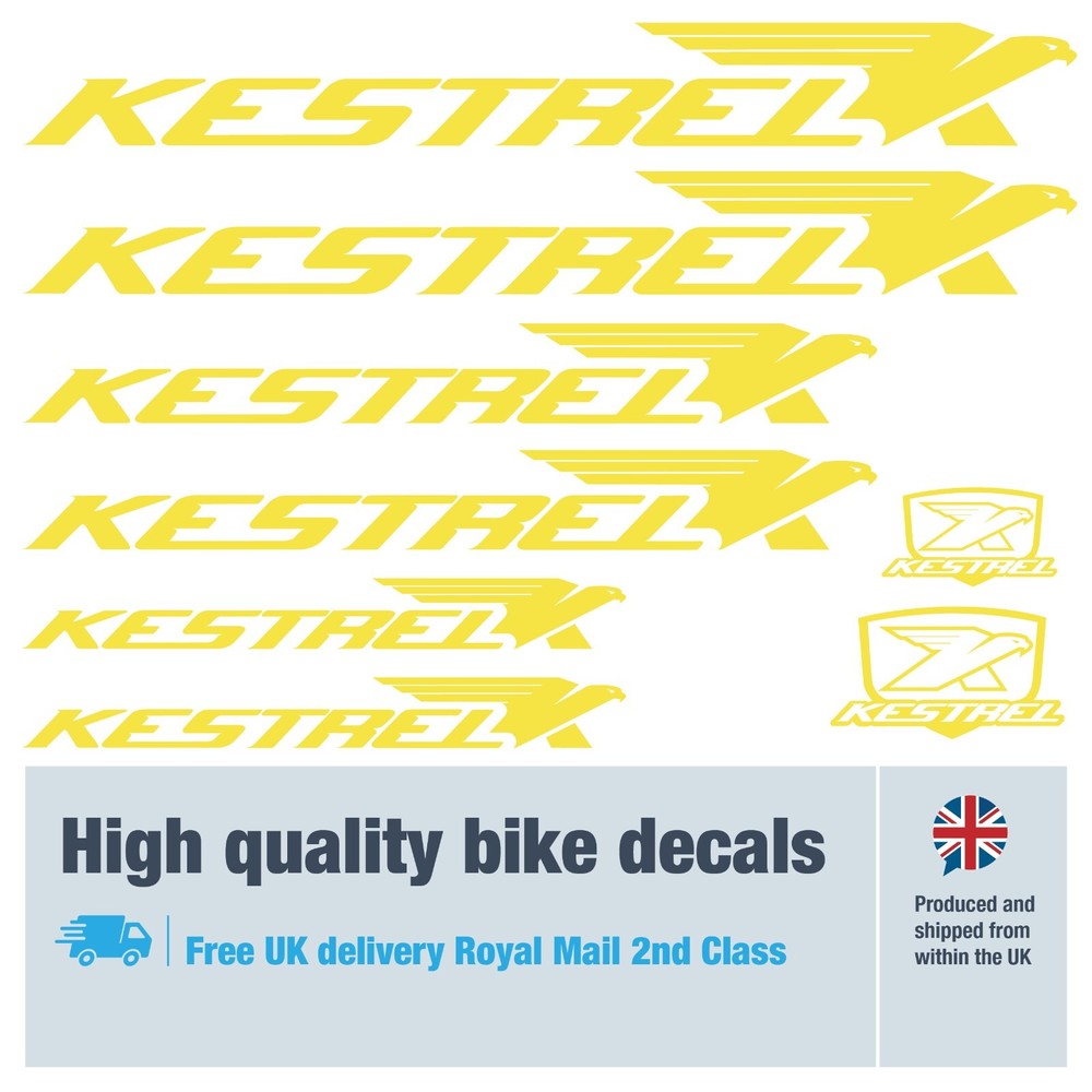 Kestrel solid bike labels / decals , 5+ years external quality (23 pack)