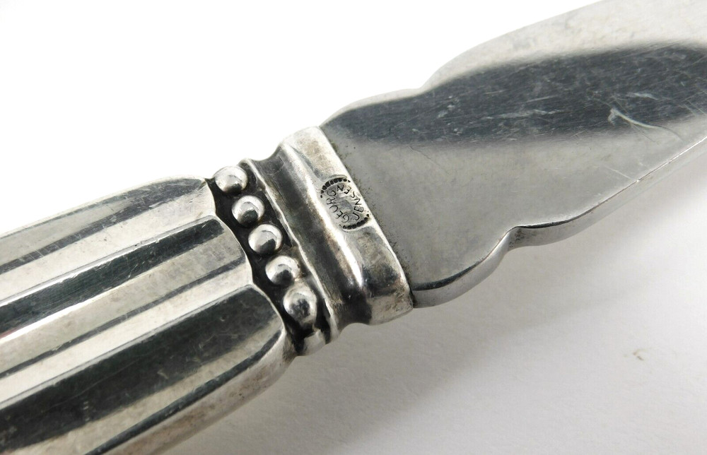 Georg Jensen 925 Sterling Silver Acorn Pattern Spoon & Fork Serving Set
