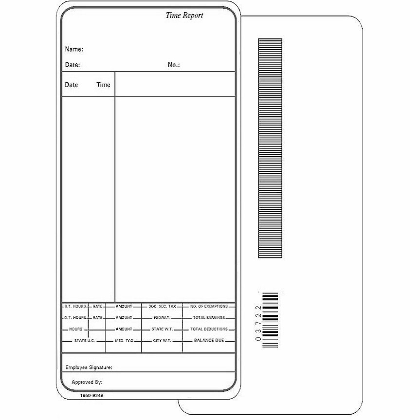 500 Count Time Cards for Simplex Consecutive  Model 1405, Form 1950-9248