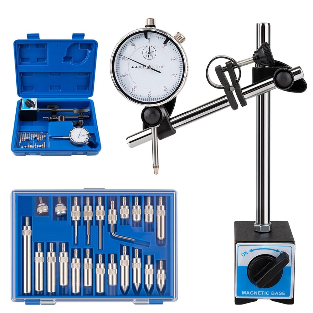 Dial Indicator with Magnetic Base, 0-1"×0.001" Precision Dial Test Indicator ...