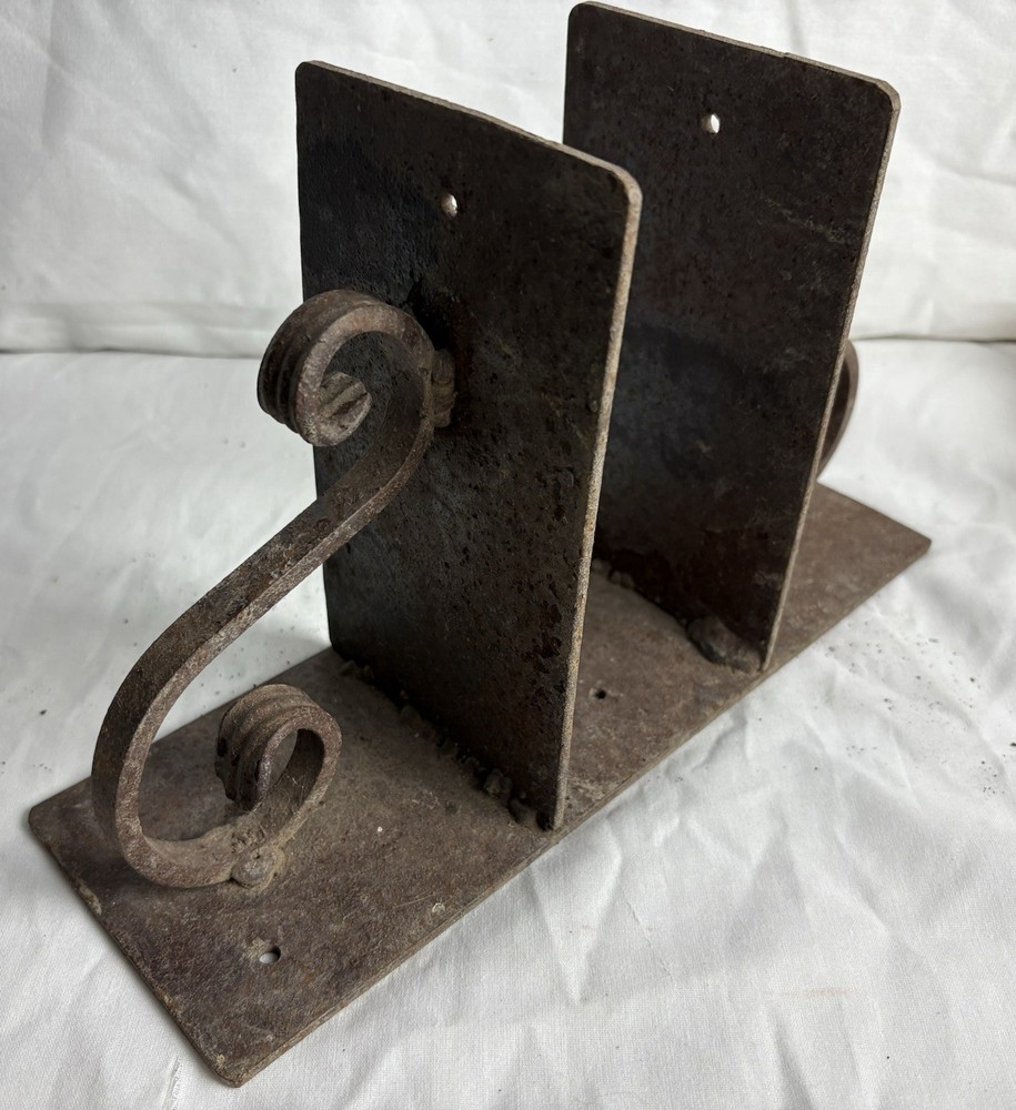 Antique Cast Iron Double Scroll Post Base / Topper Bracket 3.5” Post Opening
