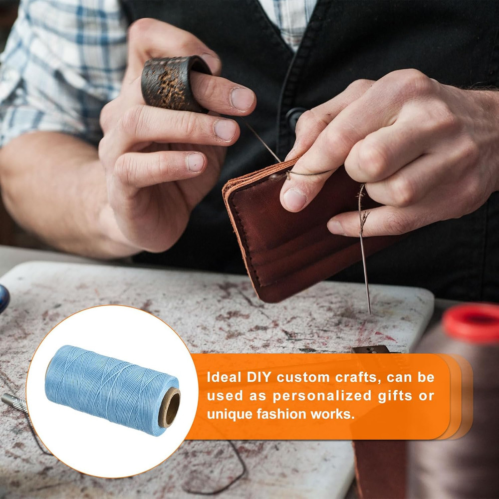 Waxed Thread,284 Yard 0.8Mm 150D Flat Wax Thread Polyester Waxed String for Leat