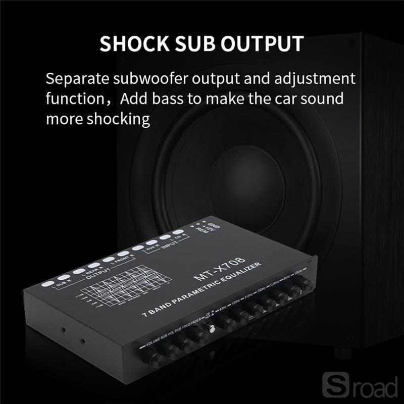 7 Band In-Dash Car Equalizer With Subwoofer Control High Level Input Audio EQ