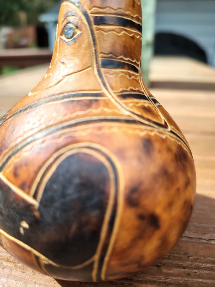 Vintage Hand Carved/Painted Gourd